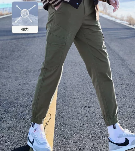 全新佐丹奴裤子男士弹力棉工装伞兵裤半松紧腰...