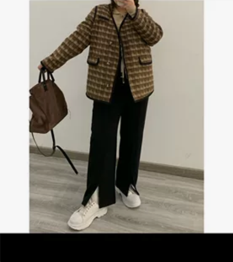 徐达布黑色加绒休闲裤韩版宽松开叉长裤 全新...