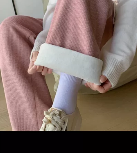 苏醒的乐园 时尚休闲百搭加绒阔腿裤2022...