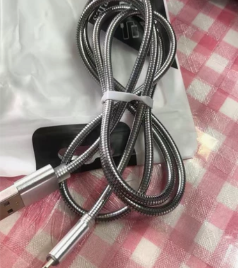 金属不锈钢弹簧数据线适用于苹果vivo华为...