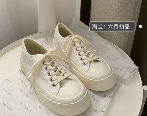 帆布鞋女可爱日系风厚底百搭丑萌大头低帮鞋i...