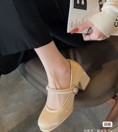 法式玛丽珍鞋 37-38码，穿过一次 感兴...
