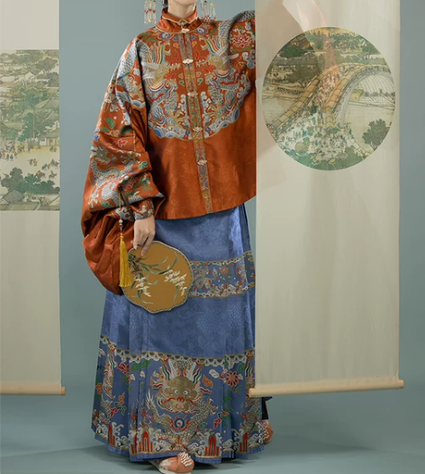 原创汉服明制 玉楼春同款 对襟立领妆花织金马