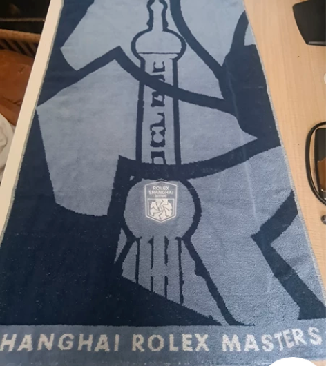 上海大师赛，网球运动巾。全棉色织提花+田岛...