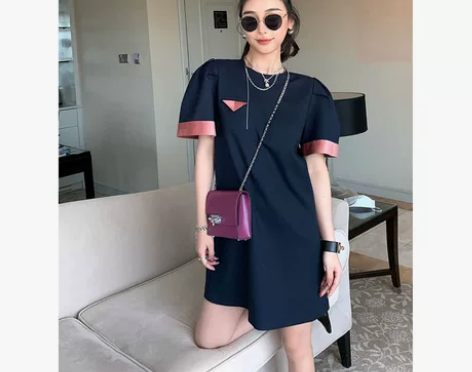 2021夏季新款女装大码黑色赫本风气质裙子...