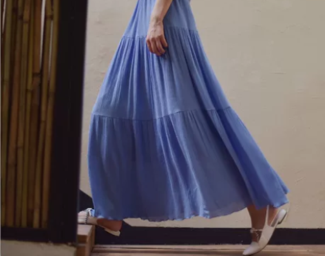 复古百搭纯色半身中长裙高腰织棉文艺大摆裙松...