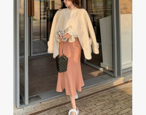 针织鱼尾裙半身裙秋冬气质高腰显瘦包臀裙冬天...