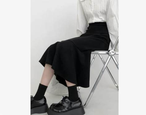 小个子黑色春夏鱼尾裙a字半身裙女秋冬直筒高...