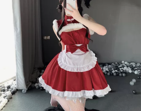 圣诞超萌女仆装cosplay制服卡通风洛丽...
