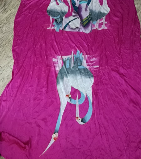 真丝手绘美女仙鹤图案裙子丝巾制衣服装面料杭...