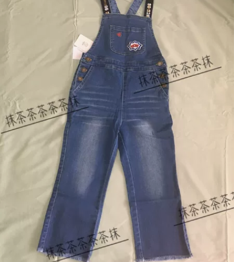 安奈儿童装女童背带牛仔裤儿童春秋背带裤EG...
