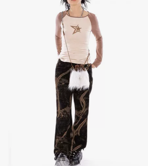 UMUA做旧喇叭牛仔裤女秋冬y2k辣妹复古...