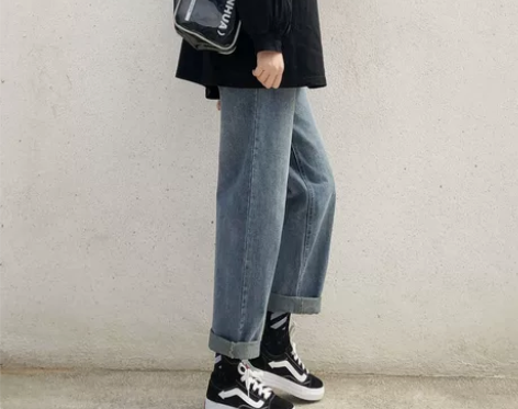 夏季薄款复古牛仔裤女直筒宽松2020新款高...