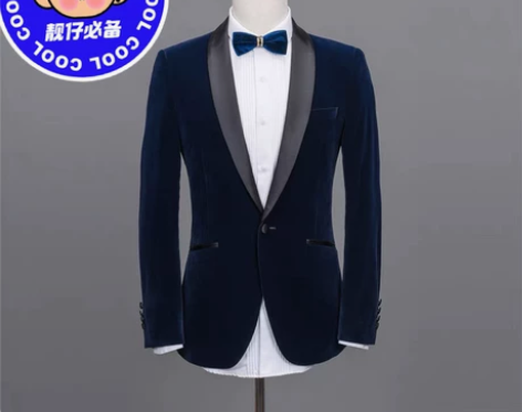 西服套装男士深蓝西装修身商务职业上班春秋定...