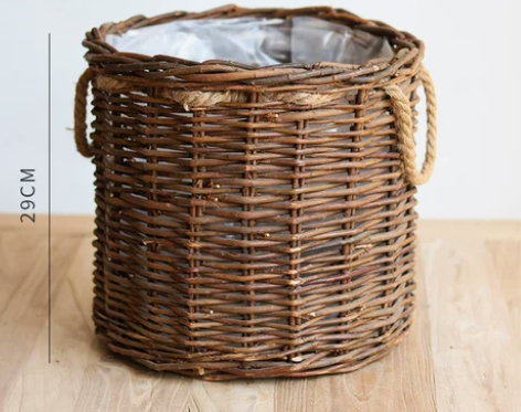 手工柳编筐花篮花盆花器种花套盆提篮收纳篮民...