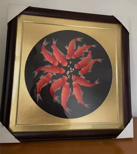 刺绣年年有余鱼图装饰画全新 三百多买的，长...