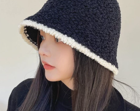 网红同款，全新盆帽渔夫帽 韩版撞色边毛绒水...