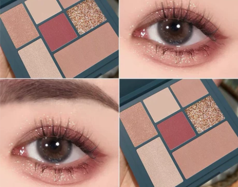 一束红妍7色眼影盘大地色珠色哑光高光桃花眼...