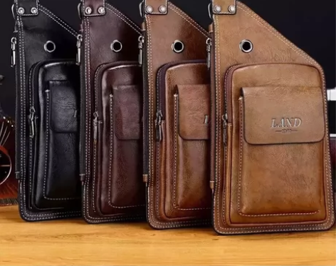 【抵账处理】一箱真皮牛皮斜挎包胸包男单肩包...