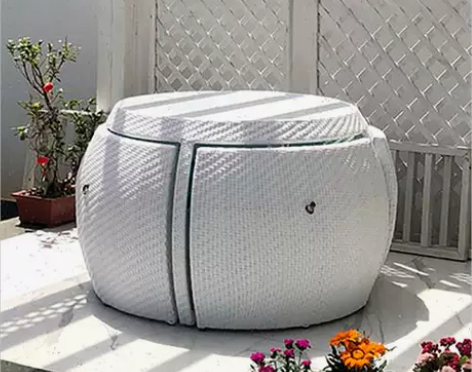 户院庭外带伞阳台休闲藤椅子