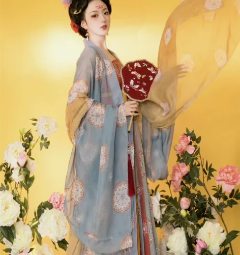 玉术原创汉服女霓裳诃子裙大袖衫唐制春夏刺绣...