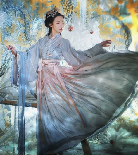 都城南庄汉服晚宁月交领大袖齐腰襦裙套装中国...