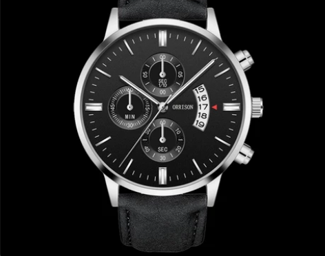 手表运动男表皮带装饰三眼学生腕表男款时尚潮...