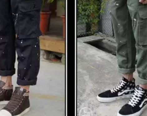 余文乐WTAPS潮牌男款工装裤 泼墨死飞多...