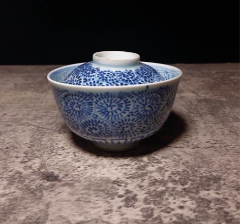 日本 #老青花盖碗，高6口径10.5厘米左...