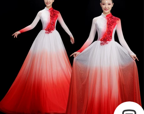 大摆裙 长裙大摆裙开场舞女新款大气歌伴舞成...