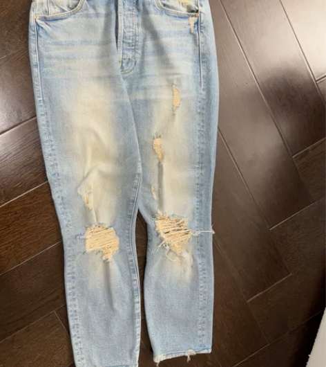 Mother 破洞牛仔裤九分裤 24码