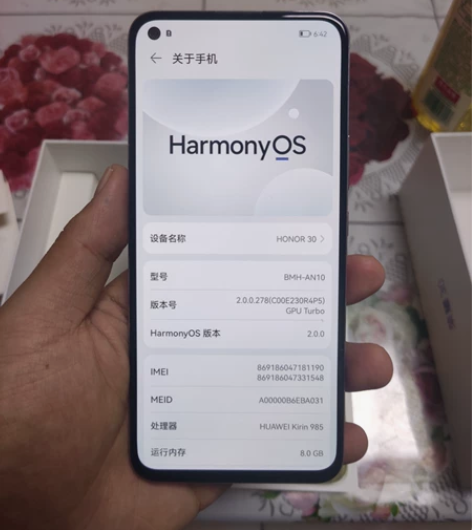 荣耀30 8+128G 99.99新 无拆...