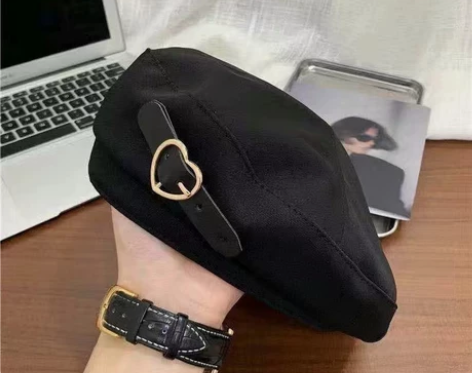 黑色甜拽金属贝雷帽特价清仓，10元包邮!!...
