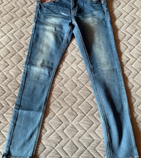 女款牛仔裤M 平铺腰围36cm 裤长87c...