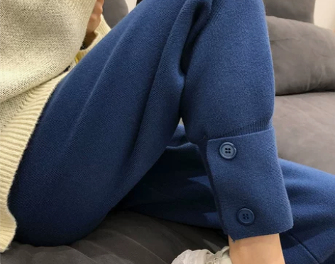 胖mm阔腿裤女2020年秋冬加厚大码高腰针...