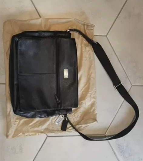 Coach蔻驰正品男士单肩包背包黑色真皮包...