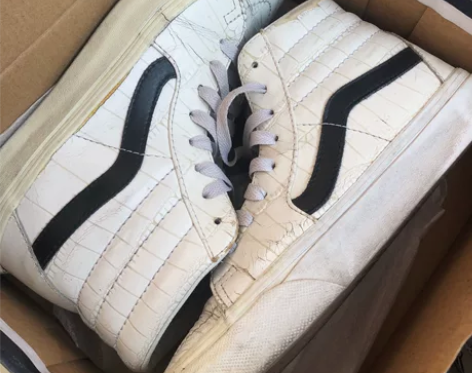 VANS范斯SK8-HI高帮米白黑色拼接高...