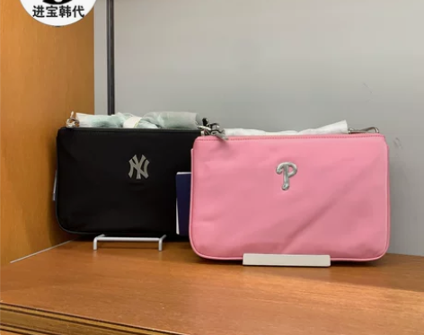韩国正品MLB单肩包NY小标尼龙休闲拎包时...