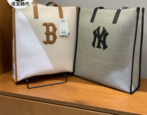 韩国正品MLB帆布单肩包休闲托特包大容量包...