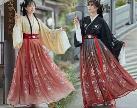 齐腰汉服女中国风黑色古装霸气全套正版学生交...