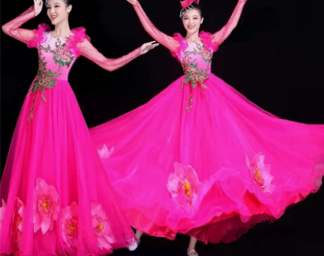 盛世花开舞蹈开场舞大摆裙女新款歌伴舞演出