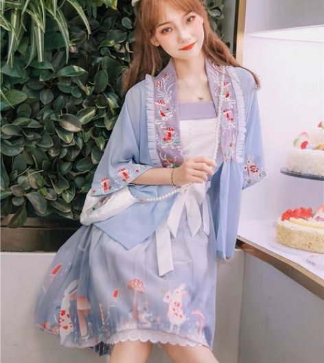 汉旭宋制汉服女中国风原创梦游仙境短裙褙子吊...