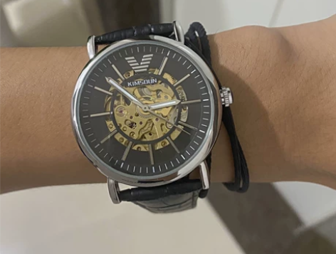 阿玛妮正品黑武士男士全自动机械夜光初高中学...