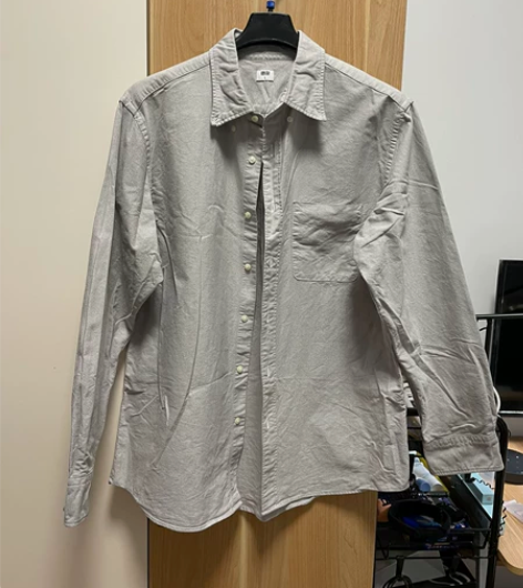优衣库 浅灰色男士长袖衬衫 L码，基本全新...
