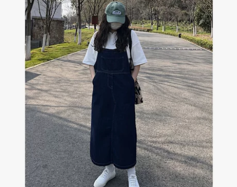 胖妹妹大码牛仔背带裙女夏韩版宽松女装复古显...