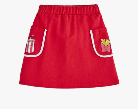 韩都衣舍女童运动风裙子中大童休闲半身裙。红...