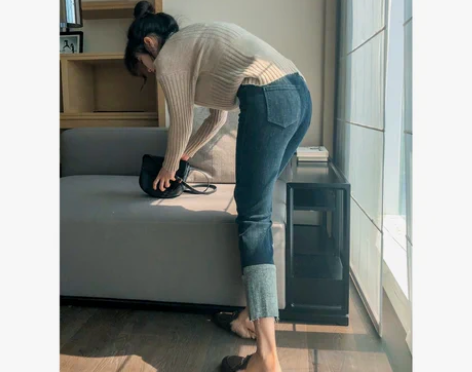 oojoey牛仔裤加绒女九分裤修身高腰显瘦...