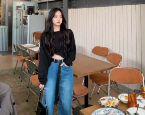 【半永久牛仔裤】乔乔私服 痞帅腰带 破洞阔...