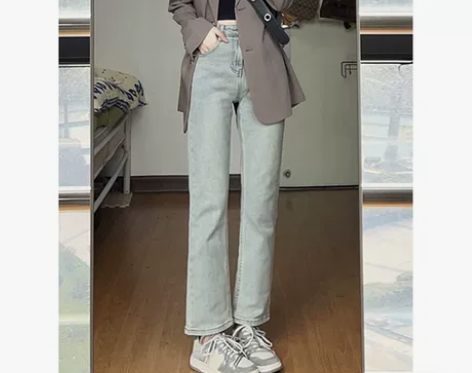 阔腿裤女2023秋冬新款韩版复古直筒老爹裤...
