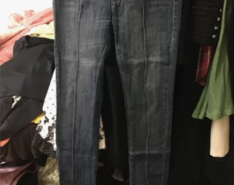 牛仔做旧低腰铅笔裤裤腰装饰掐线香港购回,只...